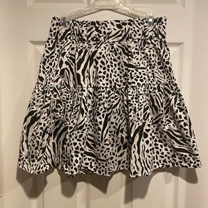 H&M cotton flare skirt, black and white pattern